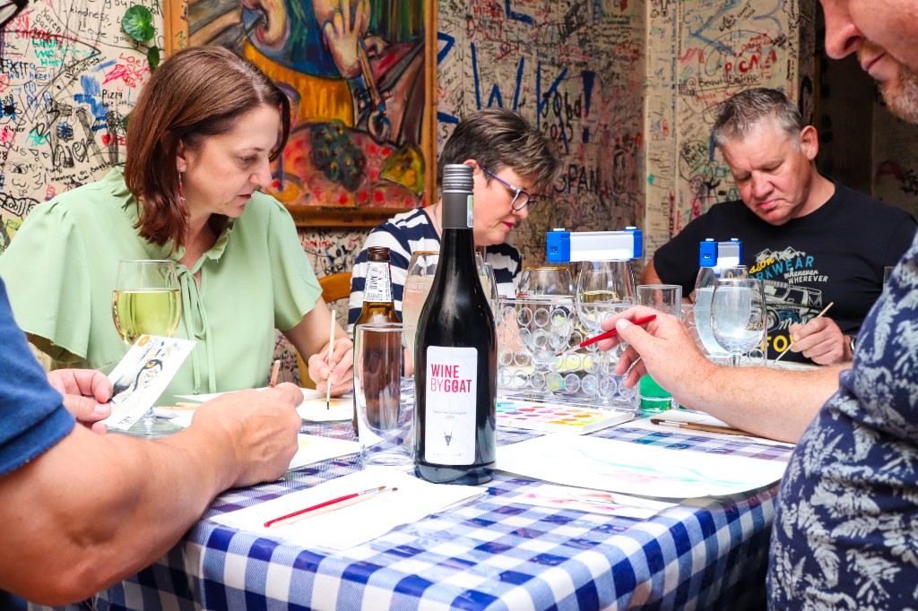 Sip & Paint at the checkered table