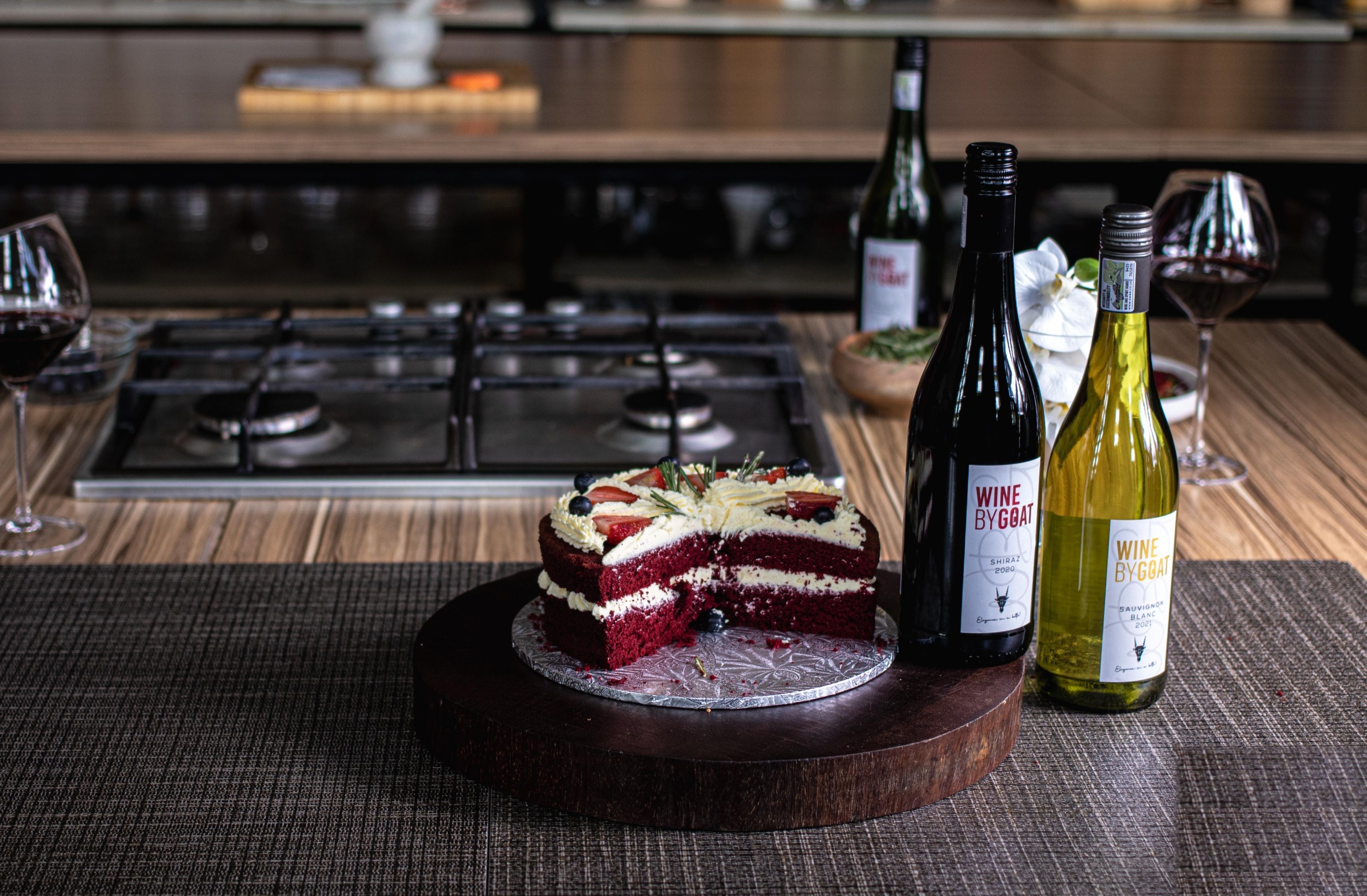 Cake and bottles